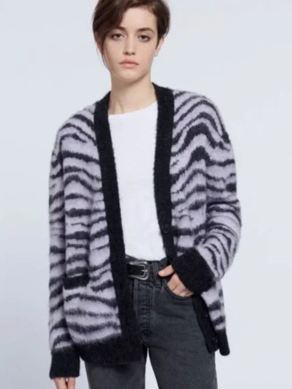 Re/Done Tiger 90s Oversize Wool & Alpaca Cardigan